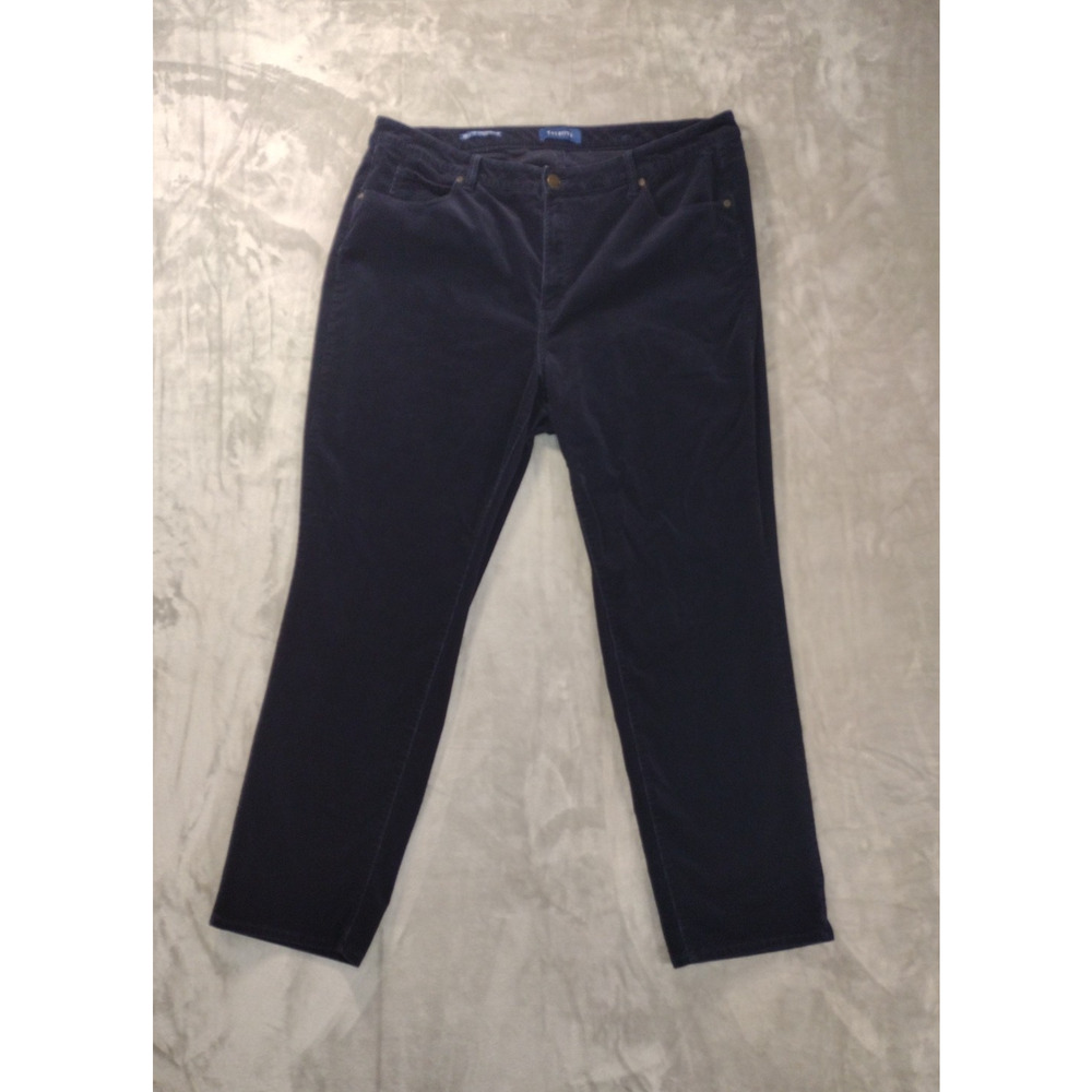 Talbots Corduroy Pants Women 18 Black High Rise Straight Leg Casual Work